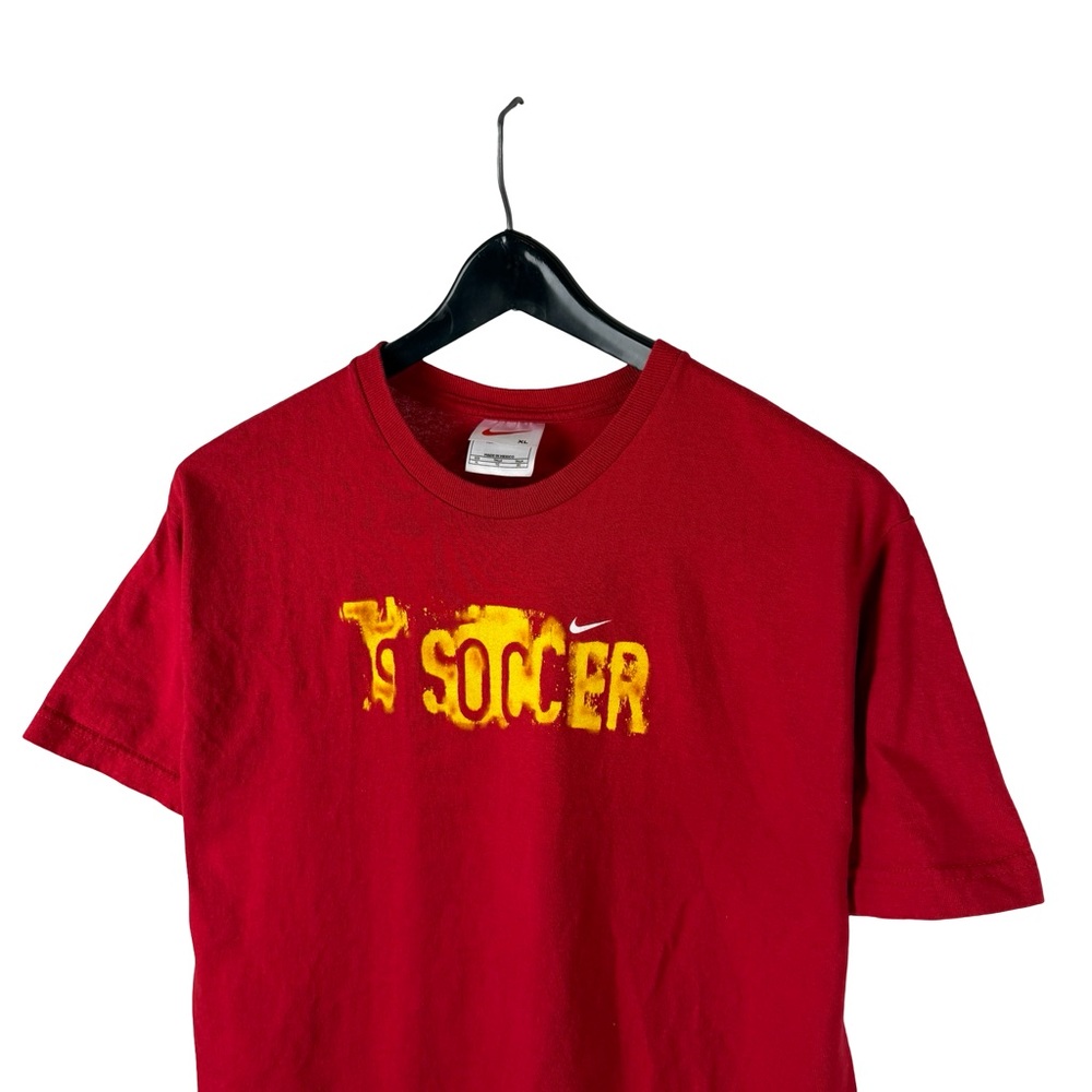 Vintage 90s Nike Trap It Soccer Sports Flame White Tag Red Shirt Size L - Picture 7 of 8